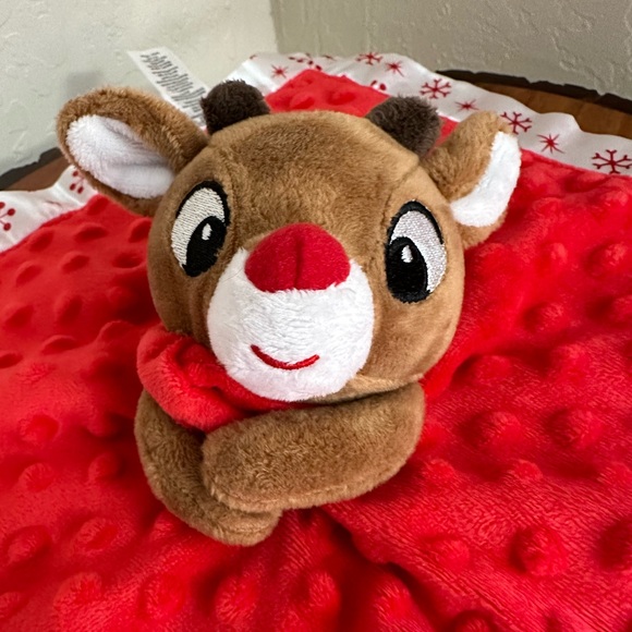 🎄Rudolph the Red-Nose Reindeer Baby Snuggle Blanket w/Rattle 🎄 - Picture 7 of 7